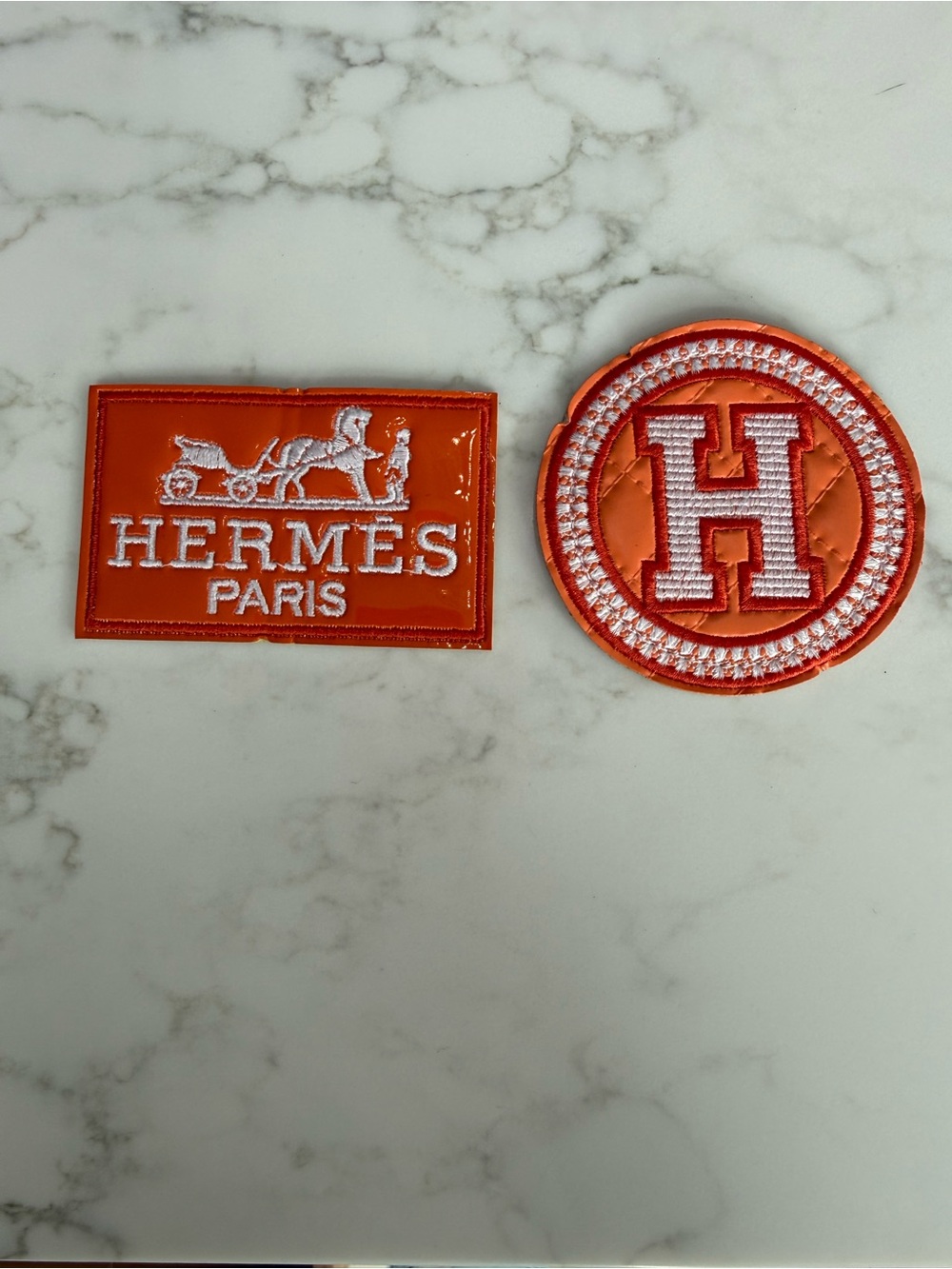 Hand Crafted Orange Iron on Patch Set